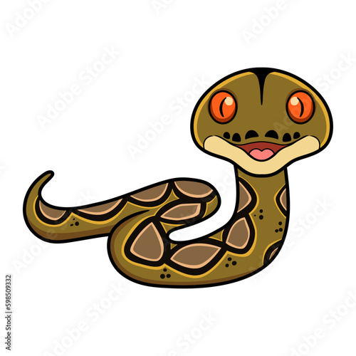Cute happy reticulatus python cartoon 