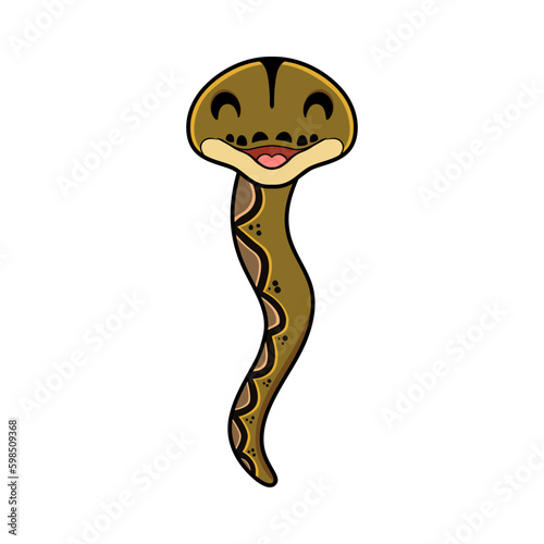 Cute happy reticulatus python cartoon 