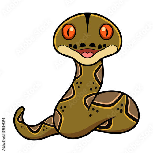 Cute happy reticulatus python cartoon 