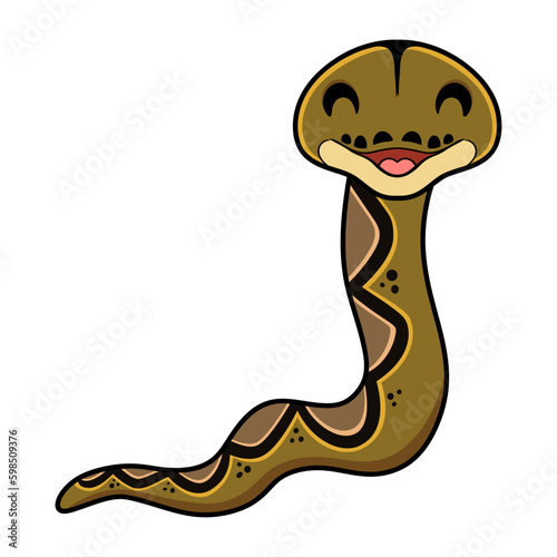 Cute happy reticulatus python cartoon 