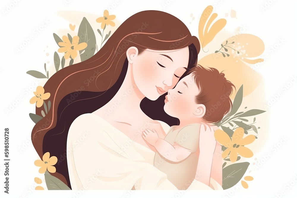 happy mothers day vector, beautiful mother and daughter character hand drawn chibi cartoon art illustration, parent and child with white background, parent and child, mother and baby, Generative AI happy mothers day vector, beautiful mother and daughter character hand drawn chibi cartoon art illustration, parent and child with white background, parent and child, mother and baby, Generative AI