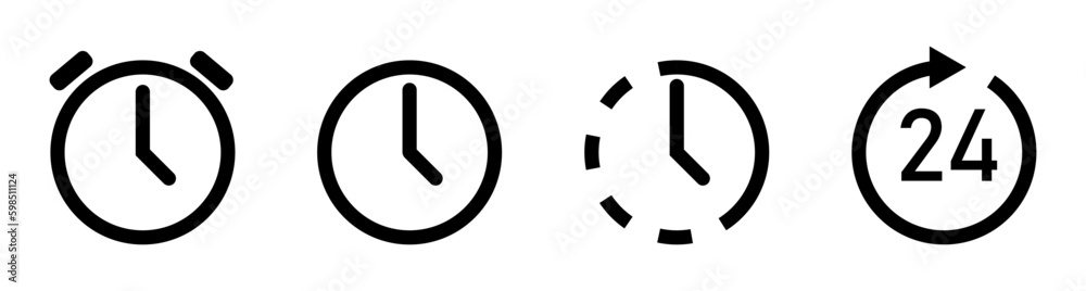 time icon time left alarm clock and open 24 our icon pack - obrazy, fototapety, plakaty 