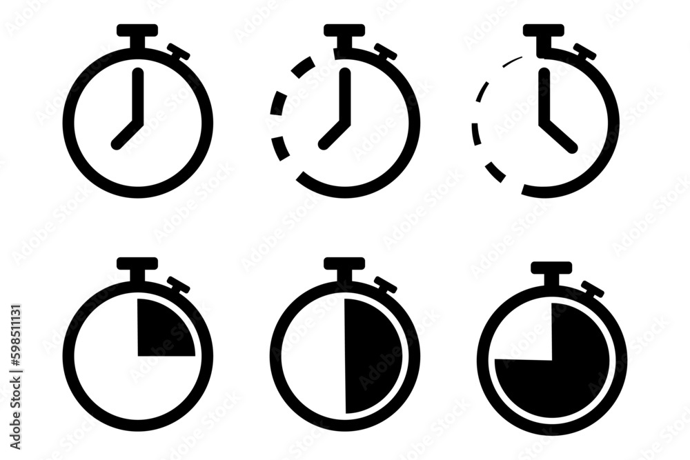 stopwathc icon set count down clock deadline icon time left Stock ...