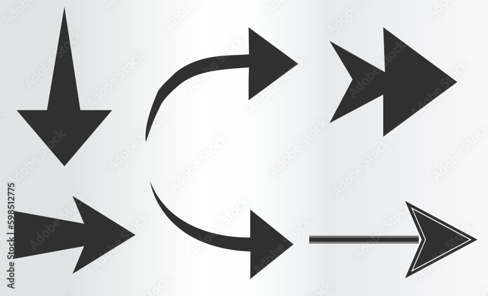 set of arrows, right arrow, curved arrow, down arrow set of arrows, right arrow, curved arrow, down arrow