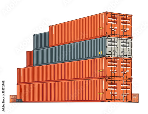 Container ship carrying heavy steel equipment unloading Generative AI