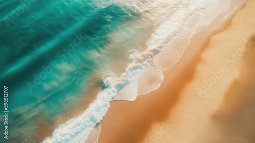 Top Down Arial View of Pristine Blue Water Waves - Perfect for Diverse Applications such as Breathtaking Summer Vacation Imagery, Refreshing Holiday Backdrops, ai generated photo