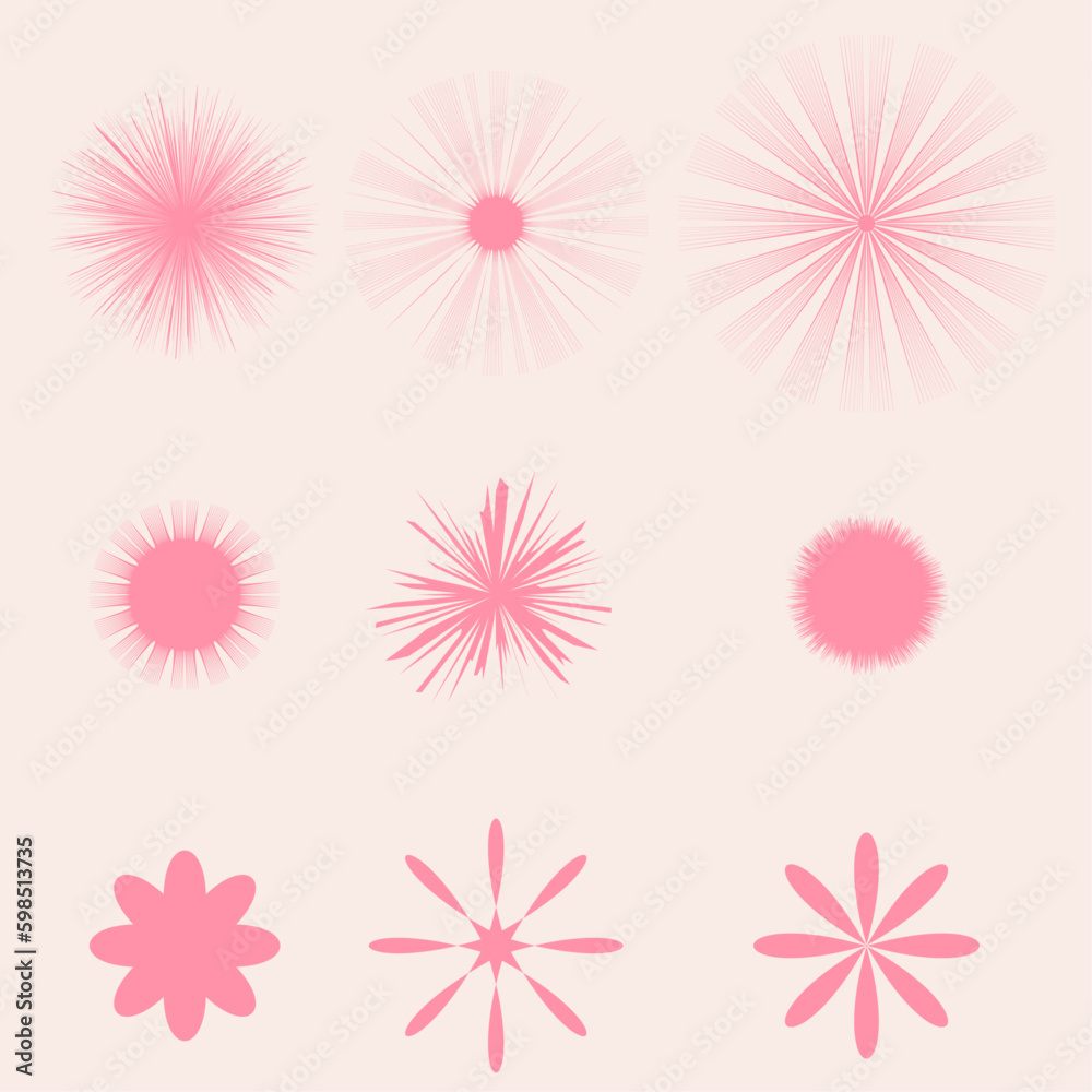 set of flowers circle line flower set of flowers circle line flower