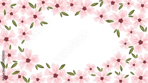Wallpaper Mural Oval frame, delicate sakura flowers. Floral background, animation. Spring time. Torontodigital.ca