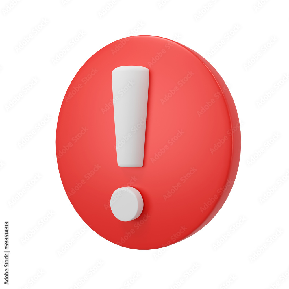 exclamation mark icon.3D rendering exclamation mark icon.3D rendering