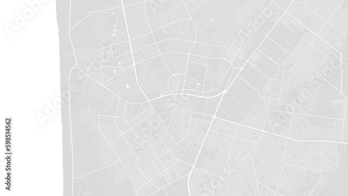 Schilderij op canvas White and light grey Nouakchott city area, Mauritania, vector background map, roads and water illustration