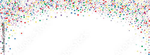 Colorful Confetti Background White Vector. Dot Congratulation Card. Multicolored Summer. Bright Polka Party. Element Falling Texture.