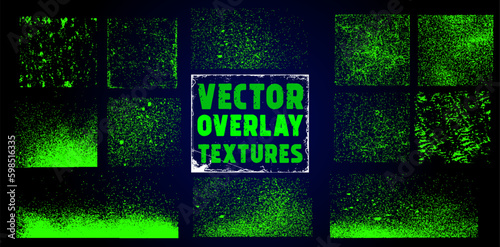 The effect of an old wall with scratches and damage. Collection of textures overlay on the background. Different paint textures with splay effect and drop ink splashes. Stamp overlay. Vector set