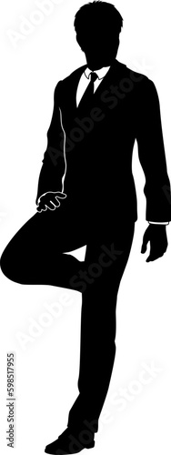 Silhouette business person man in a smart suit and tie.