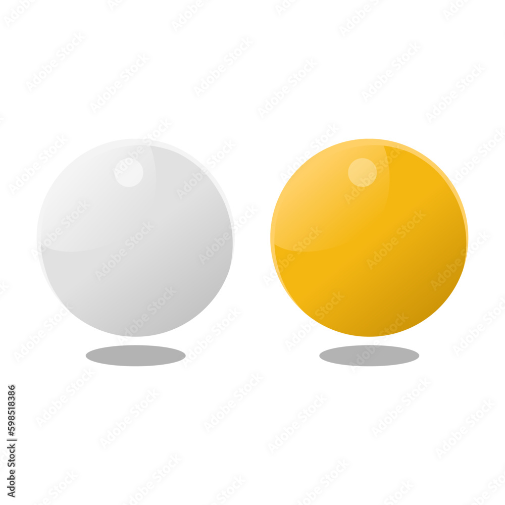 White and orange ping-pong balls isolated on white background. realistic design, illustration, sport equipment White and orange ping-pong balls isolated on white background. realistic design, illustration, sport equipment