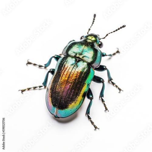 Jewel Beetle Shimmering on White - AI generated © dasom