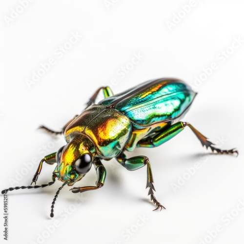 Jewel Beetle Shimmering on White - AI generated © dasom