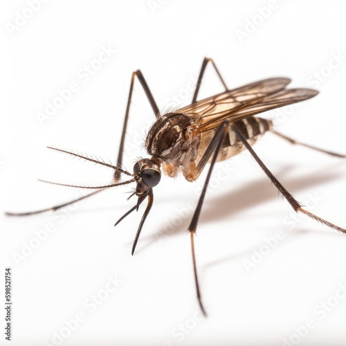 Mosquito Preparing for a Bite on White - AI generated © dasom