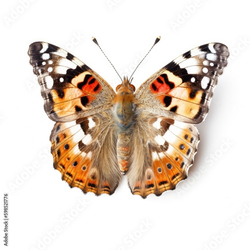Painted Lady Butterfly on White - AI generated