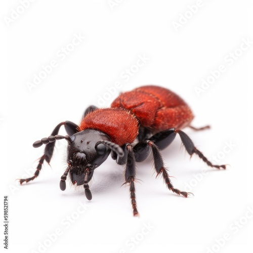 Red Velvet Ant (Cow Killer) on White - AI generated