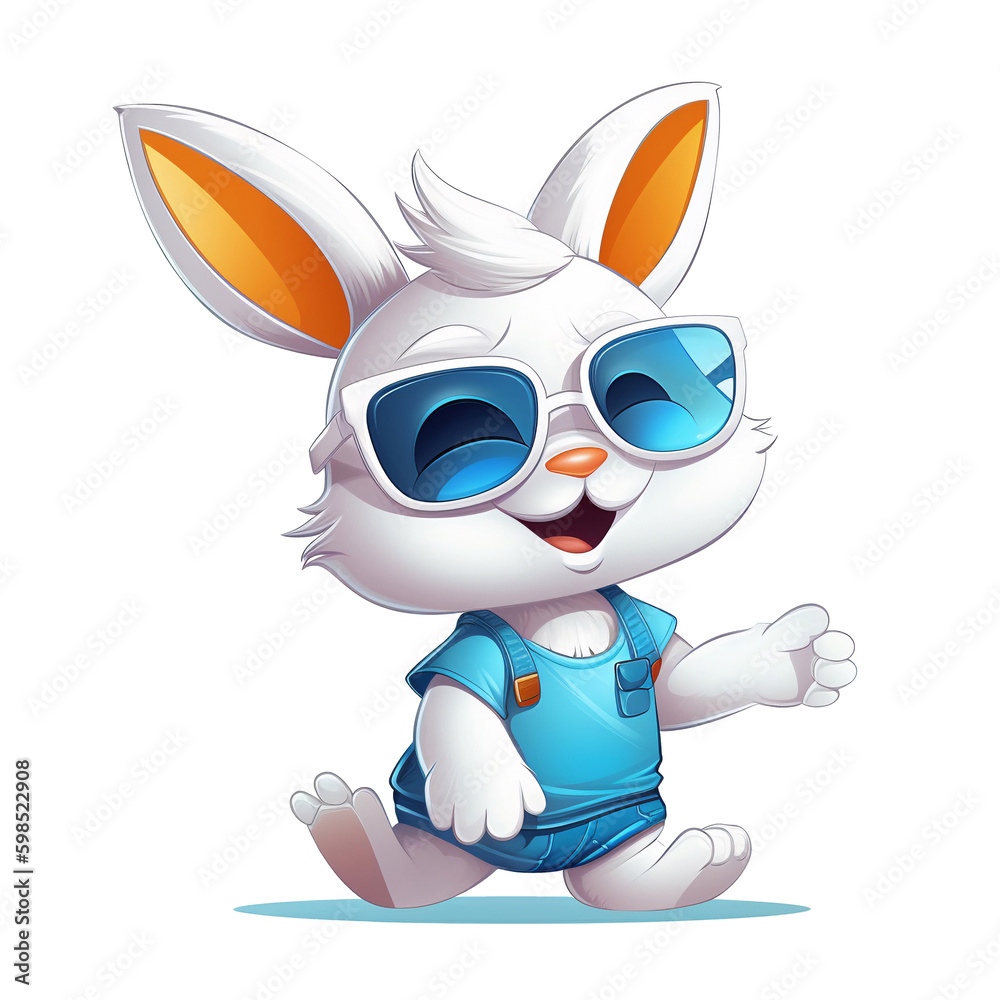 Illustration 2D cute rabbit character AI Generative