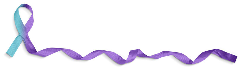 Teal and Purple Ribbon, Suicide Prevention Concept, Isolated