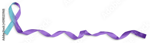 Fotografering Teal and Purple Ribbon, Suicide Prevention Concept, Isolated