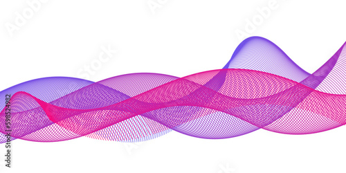 Abstract background with waves. Vector abstract colorful flowing wave lines isolated on white background. design element for motion, technology and decoration flow concept with pink and purple wave
