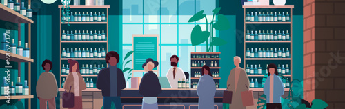 female doctor pharmacist giving pills to customers patients at pharmacy counter modern drugstore interior medicine healthcare