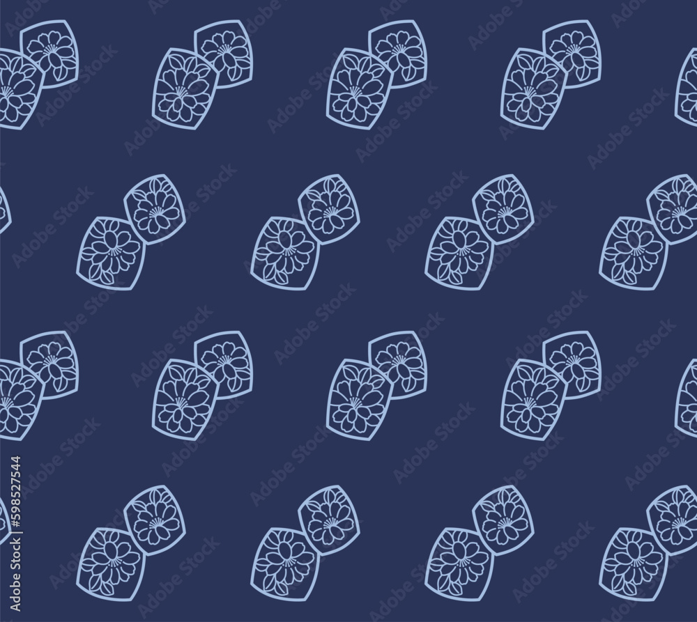 Japanese Flower Rectangle Motif Vector Seamless Pattern Japanese Flower Rectangle Motif Vector Seamless Pattern