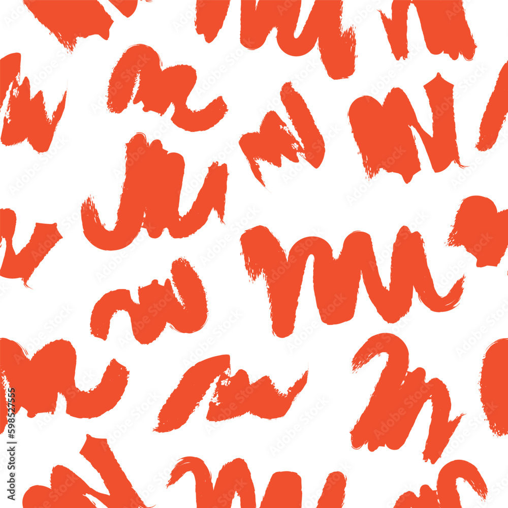 Abstract drawn red brush stroke design pattern on white on a white background Generative AI Abstract drawn red brush stroke design pattern on white on a white background Generative AI