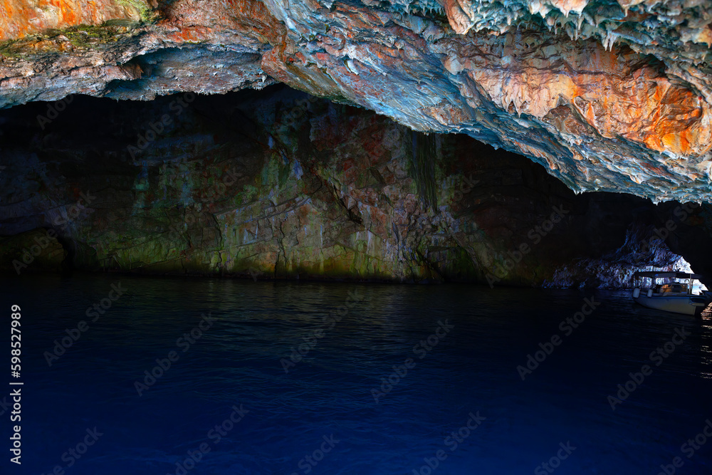 Blue Cave in Montenegro . Popular attraction in Montenegro Blue Cave in Montenegro . Popular attraction in Montenegro