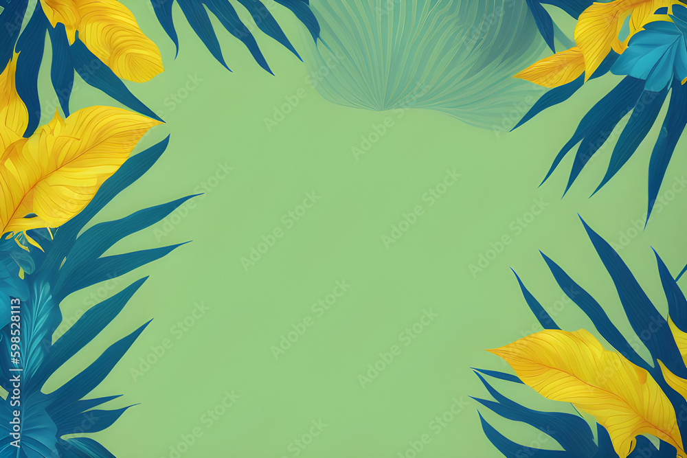 ropical leaves, deciduous plants with plain background, space for your text, generative ai ropical leaves, deciduous plants with plain background, space for your text, generative ai