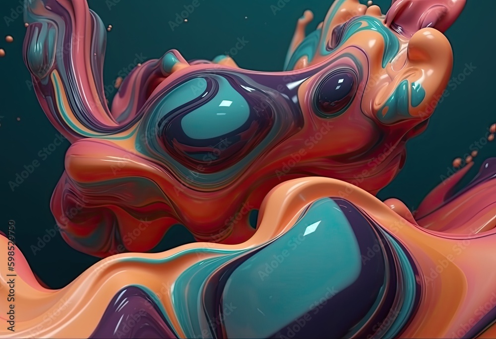 Abstract colorful paint graphic on a dark background. Generative AI