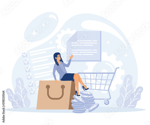 Customer loyalty concept,  Consumer policy, payment terms and cash back, buyer protection, cash flow, credit card, reward program, flat vector modern illustration