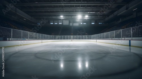 Canvas Print Empty hockey ice rink