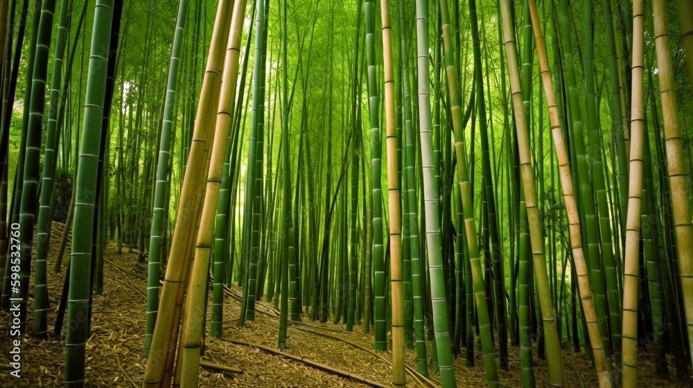 Fototapeta premium green bamboo forest generative ai