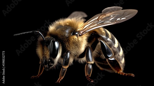 bee on black background generative ai
