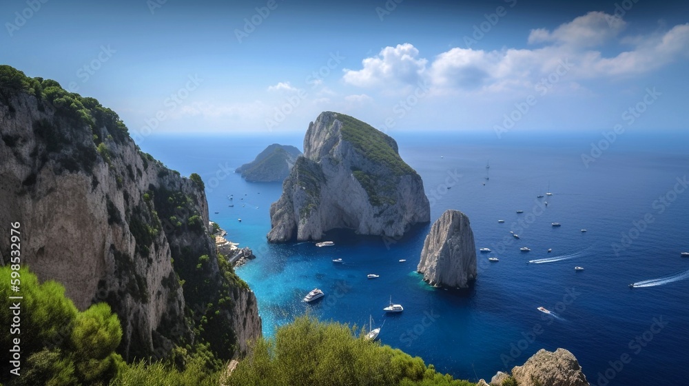 Naklejka premium rocky islands in the sea generative ai
