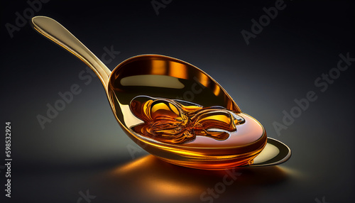 Honey dripping from a spoon, sweet delight spoonful of golden honey, Generative AI