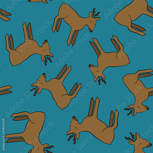 Vector isolated illustration of deer pattern. Children's pattern with animals.