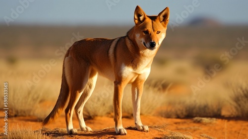 dingo in the savannah generative ai photo