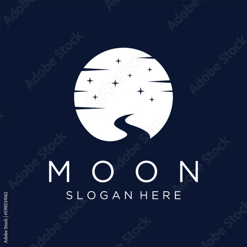 Logo design template crescent and star with modern concept isolated on background.