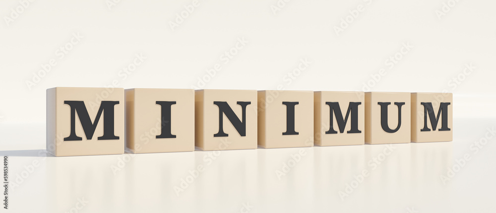 Minimum Dices with black letters and the word minimum Weight volume Minimum Dices with black letters and the word minimum Weight volume