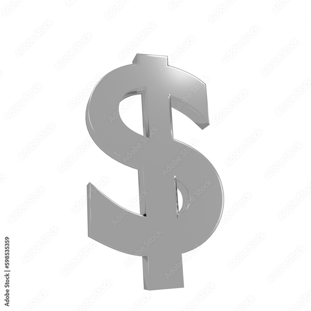 dollar sign isolated on white.silver dollar symbol. coin with dollar sign.3D rendering dollar sign isolated on white.silver dollar symbol. coin with dollar sign.3D rendering