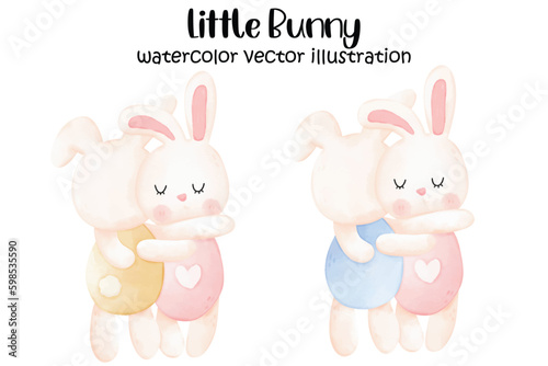 Cute bunny, rabbit, watercolor bunny, rabbit vector illustration