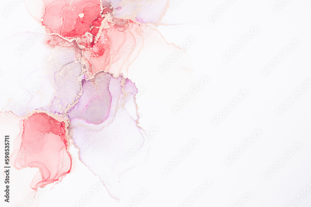 Marble ink abstract art from meticulous original painting abstract background . Painting was painted on high quality paper texture to create smooth marble background pattern of ombre Generative AI - obrazy, fototapety, plakaty 