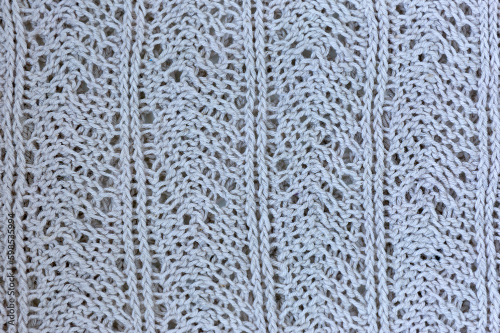 Handmade Light Beige Knitting Macro Fabric Pattern.
