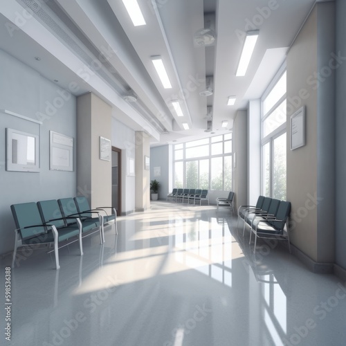 明るい病院の待合室：AI作品  © fumoto-lab