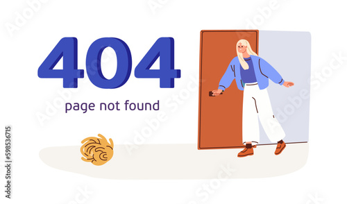 404 error, unavailable webpage. Page not found, technical web site problem. Unloaded site, creative funny design for access failure. Flat graphic vector illustration isolated on white background