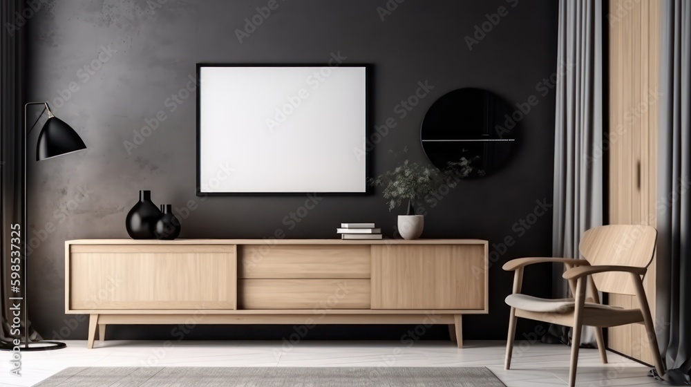 blank wooden picture frame mockup, generative AI illustration blank wooden picture frame mockup, generative AI illustration